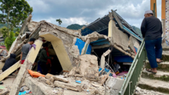 A collapsed building in Cianjur