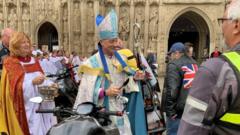 Bikers at cathedral for bishop's safety blessing
