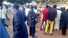 Anxious parents and residents of Kankara at the Government Science Secondary School