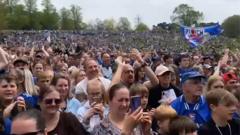 Thousands of fans celebrate Ipswich Town promotion