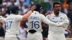 Ashwin takes two in two as England wobble in second innings