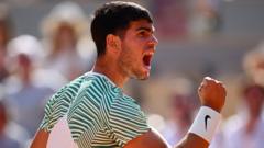 French Open: Alcaraz leads Musetti in second set - radio & text