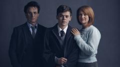 Picture of Albus Severus with an older Harry Potter and Hermione Granger from the play Harry Potter and the Cursed Child