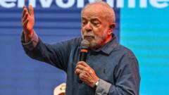 Luiz Inacio Lula da Silva speaking to supporters