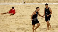 England’s Bello twins lose in beach volleyball