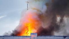 Copenhagen's historic stock exchange in flames