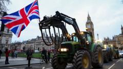 Tractors brought to Parliament in farmers' protest