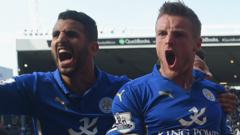 Riyad Mahrez and Leicester team-mate Jamie Vardy