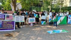 Awọn eeyan to n se iwọde nibi ipade United Nations