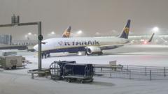 A Ryanair plane stuck at Stansted