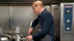 William in the kitchen on first official duty since Kate's cancer news