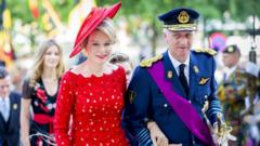 King Philippe of Belgium and Queen Mathilde of Belgium during the Te Deum Mass at the National Day on July 21, 2018 in Brussels, Belgium