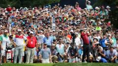 Tiger Woods playing a shot at Bellerive