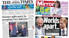 The Papers: 'Starmer splits party' and 'no Royal reunion'