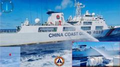 菲律賓明指責中國海警於南海仁愛礁附近海域向其船隻發射水炮