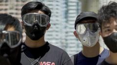 Estudantes antes de manifestação em Hong Kong