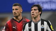 Newcastle draw at Milan on Champions League return