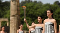 Watch: Olympic flame being lit in Greece's ancient Olympia
