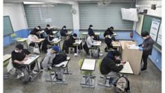 นักเรียนนั่งสอบในเกาหลีใต้
