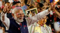 Modi speaking as he claims victory in closer-than-expected Indian election