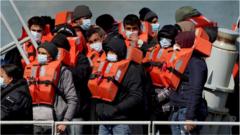 A group of people thought to be migrants rescued from the Channel