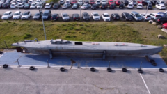 A narco submarine in a car park in Spain