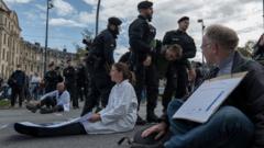 Scientists doing sit-in on a road in Munich, Germany