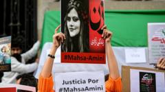 A demonstration in support of Mahsa Amini