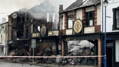 Buildings destroyed after huge town centre fire