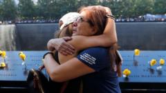 Two women hugging.