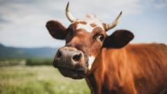A close-up of a cow.