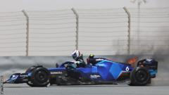 Williams' Nicholas Latifi escapes a fire in Bahrain