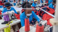 Garment workers in a factory in Kigali