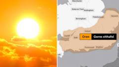 Rhybudd oren am wres eithafol ddechrau'r wythnos i rannau o'r de