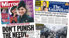 The Papers: ‘D-Day for benefit cuts’ and ‘Kate’s stout and about’