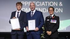 Officer who tackled knifeman recognised for efforts