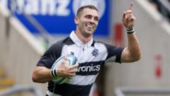 Cais i George North yn ei gêm olaf a Chymru'n curo'r Barbariaid