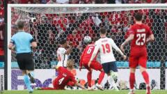 England equalise against Denmark in a Euro 2020 semi-final after an own goal by Simon Kjaer