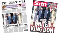 'United King Don' and 'PM battles to block sleaze vote'