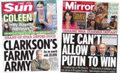 The Papers: PM ‘defiant’ on Ukraine and ‘Clarkson’s farmy army’