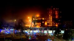 Video shows fire engulfing Valencia tower block