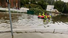 Cars submerged as flooding hits city roundabout