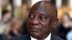South African President Cyril Ramaphosa looks on at the Francis Crick Institute during a state visit in London, Britain, November 23, 2022.