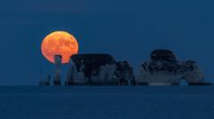 In pictures: Stunning Strawberry Moon lights up the sky