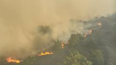Watch: Thick smoke and flames as crews tackle Suffolk wildfire