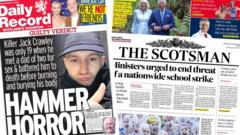 Scotland's papers: 'Hammer horror' and national school strike threat