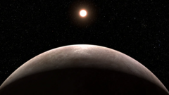 ภาพจำลองดาวเคราะห์ LHS 475b และดาวฤกษ์ศูนย์กลางระบบที่อยู่ห่างออกไป