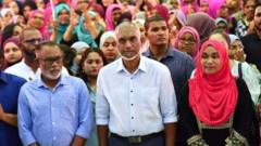 Maldives' President-elect of the Maldives' Mohamed Muizzu (C) attends a gathering of his People's National Congress (PNC) party in Male on 2 October 2023.
