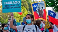 Protesta en contra de la nueva Constitución de Chile en 2020.
