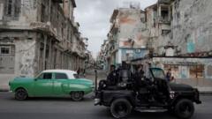 Security forces on the streets of Havana
